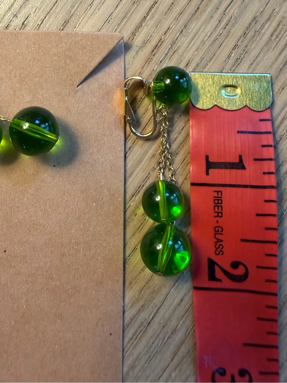 Rare Mystical Green Glass Drop Earrings | Signed Richelieu - Picture 11 of 11